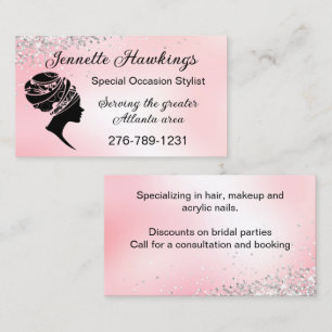 African Woman Silhouette Pink   Business Card