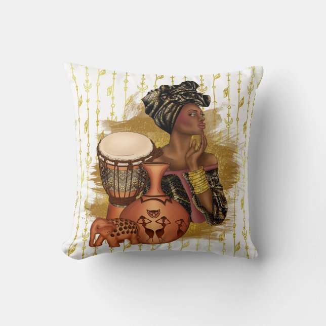 African Woman Throw Pillow (Front)