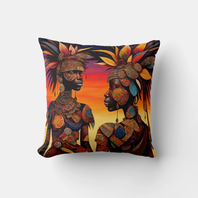 African Woman Throw Pillow (Front)