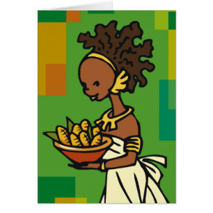 African Woman with bowl of corn