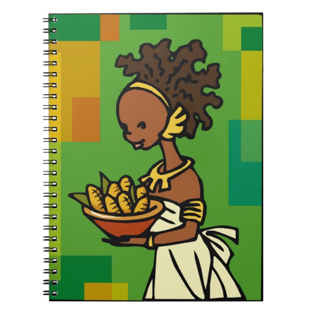 African Woman with bowl of Corn Notebook (Front)