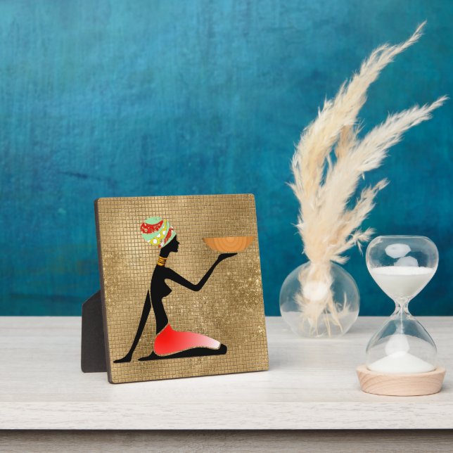 African Woman with Bowl Silhouette Plaque (Insitu)