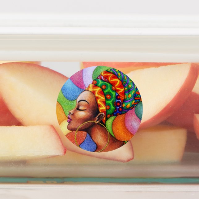 African Woman with Wax Traditional Fabric (Affixed)