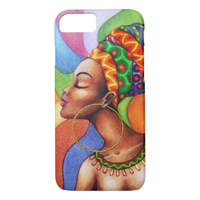 African Woman with Wax Traditional Fabric Case-Mate iPhone Case (Back)