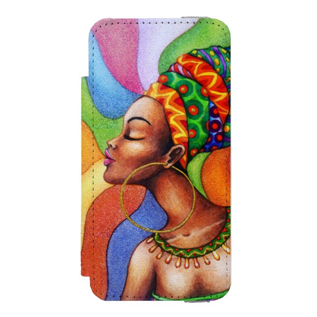 African Woman with Wax Traditional Fabric Incipio iPhone Wallet Case (Folio Front)