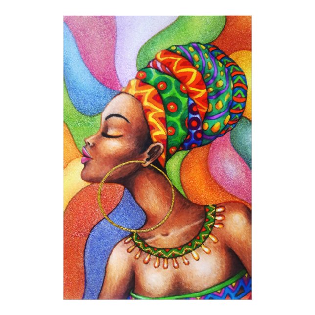 African Woman with Wax Traditional Fabric Photo Print (Front)