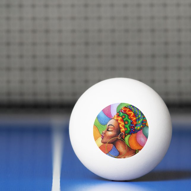 African Woman with Wax Traditional Fabric Ping Pong Ball (Net)