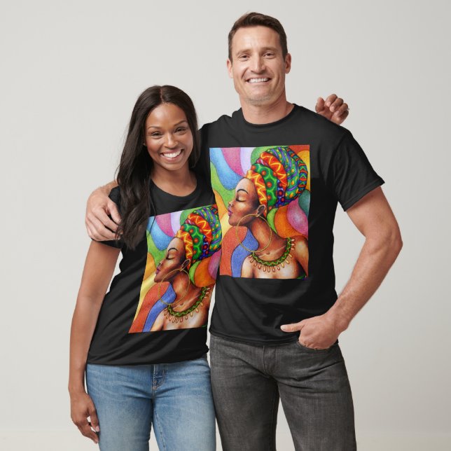African Woman with Wax Traditional Fabric T-Shirt (Unisex)