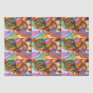 African Woman with Wax Traditional Fabric Tissue Paper