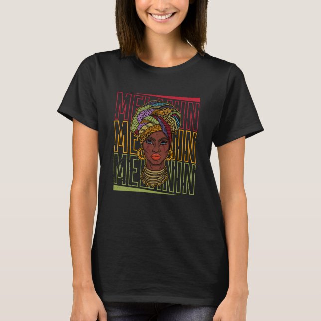 African woman womanism ethnic earrings necklace he T-Shirt (Front)