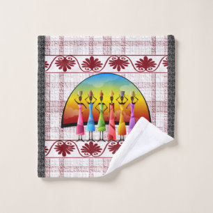 African Women Black Bathroom Towel Sets