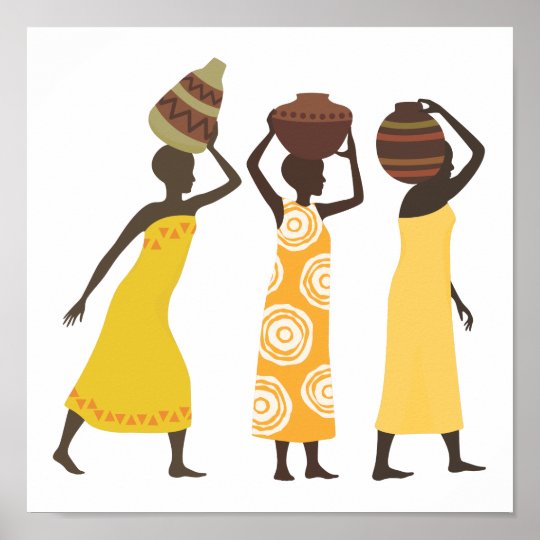 African Women carrying water Poster | Zazzle.co.uk