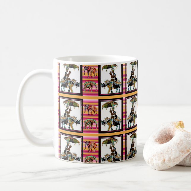 African Women Elephant Stripe Mug (With Donut)