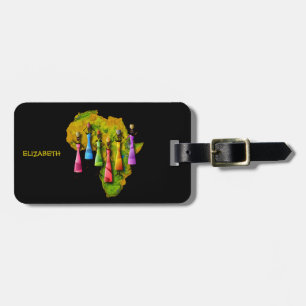 African Women In Colourful Dresses On Africa Map Luggage Tag