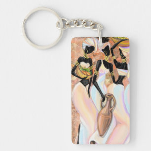 African Women Keychain Gift Modern Style Painting