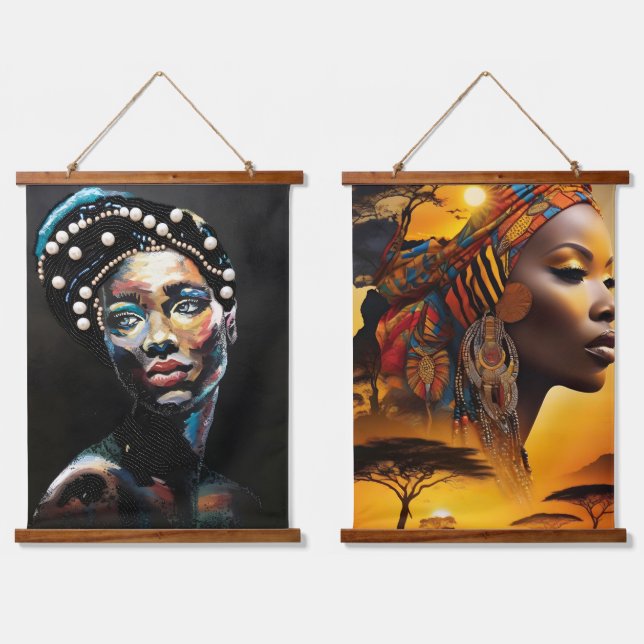  African women Portraits, beauty black Women  Hanging Tapestry (Double)