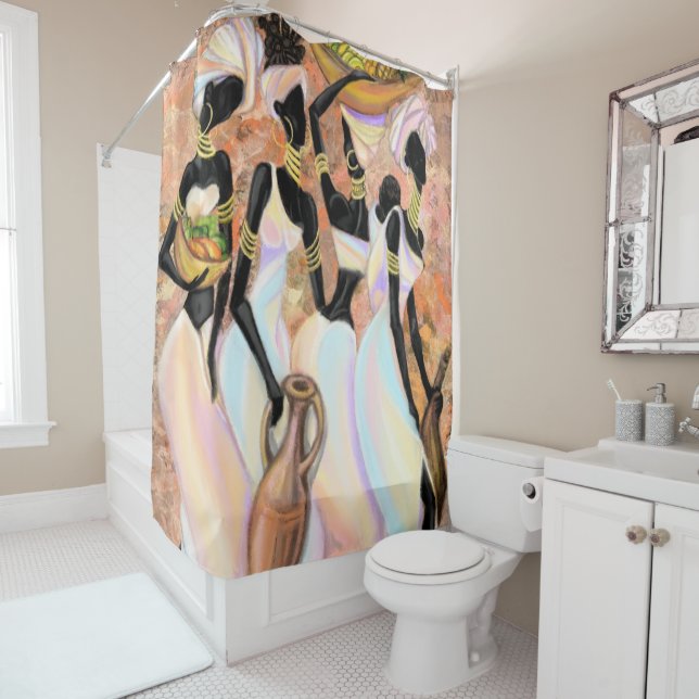 African Women Shower Curtain Art Painting (In Situ)