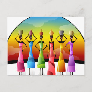 African Women with Pottery on their heads Postcard