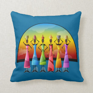 african women with vessels pillow