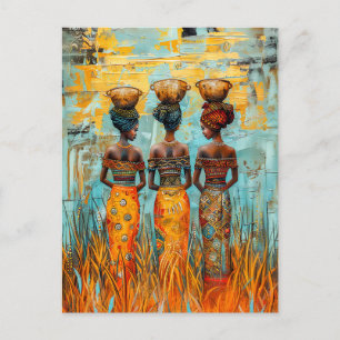 African Women with Water Bowls Postcard