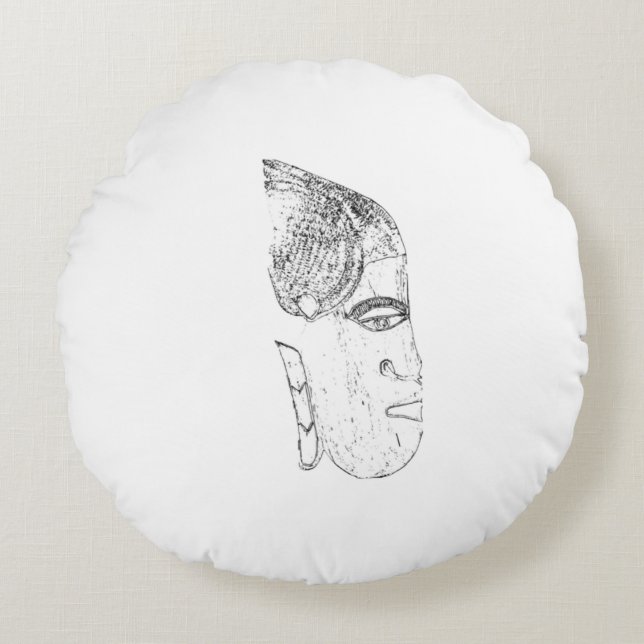 african women's head design round cushion (Front)