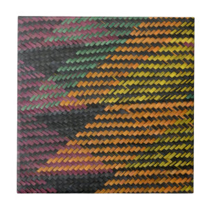 African Woven Straw Mat Tile