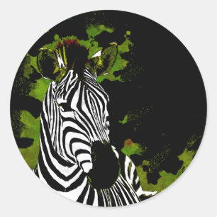 African Zebra Night Classic Round Sticker