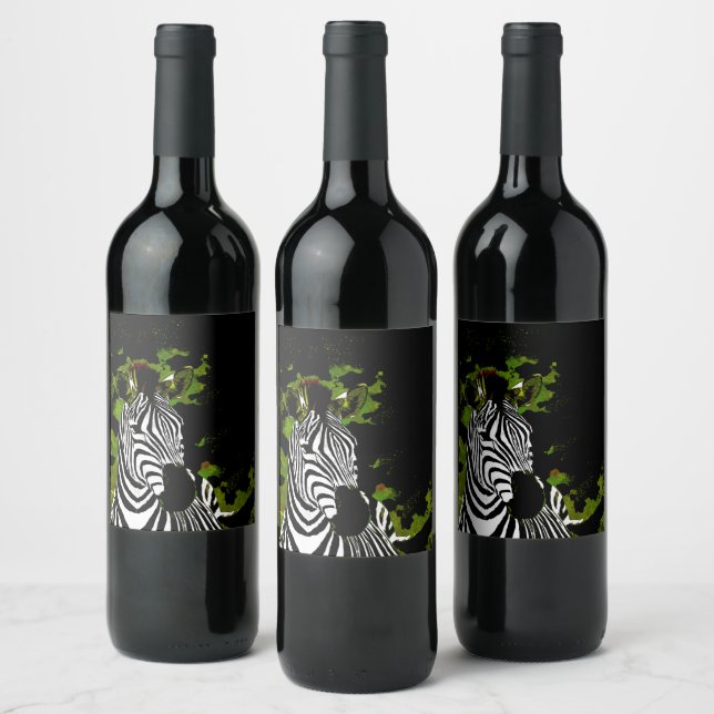 African Zebra Night  Wine Label (Bottles)