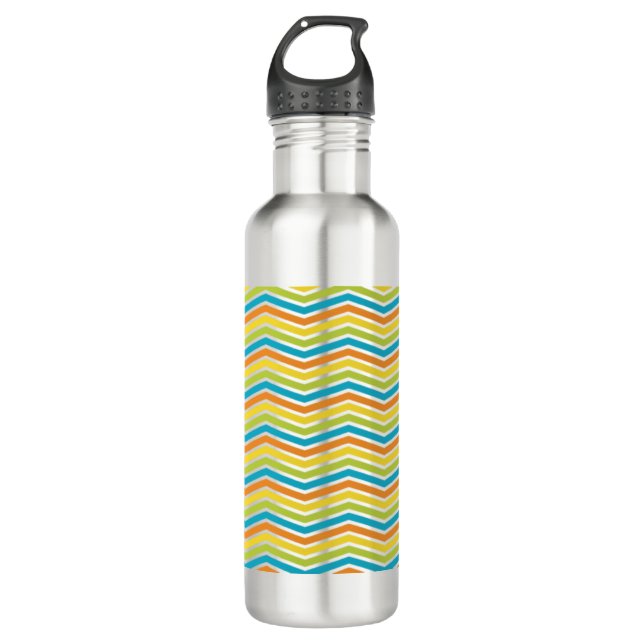 African Zigzag Patterns Water Bottle | Vibrant Cul (Front)