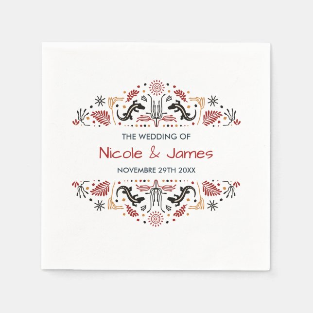 Africana | Ankara Kente Personalised Wedding Napkin (Front)