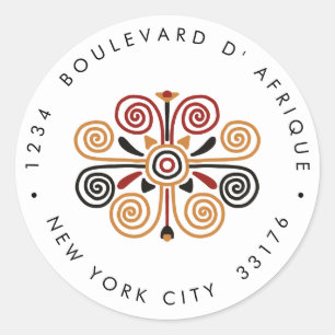 Africana Ankara Kente Wedding return address Classic Round Sticker