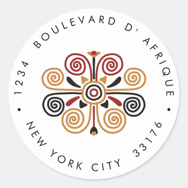 Africana Ankara Kente Wedding return address Classic Round Sticker (Front)