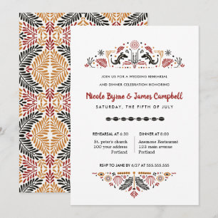 Africana   Modern Ankara Kente Rehearsal Dinner Invitation