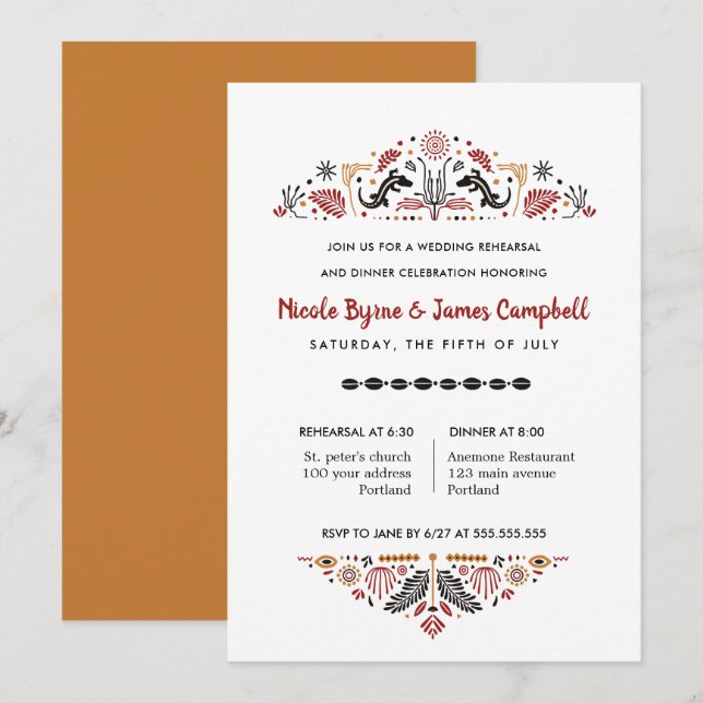 Africana | Modern Ankara Kente Rehearsal Dinner Invitation (Front/Back)