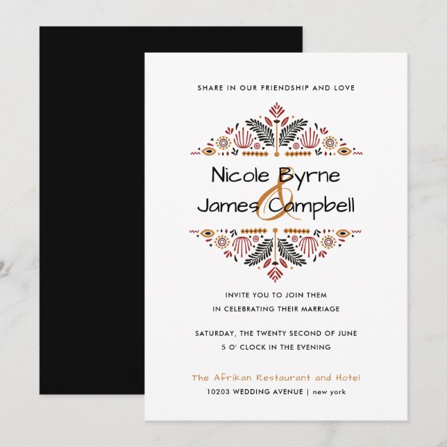 Africana | Modern Ankara Kente Wedding Invitation (Front/Back)
