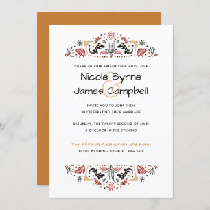 Africana Modern Ankara Lizard Wedding Invitation