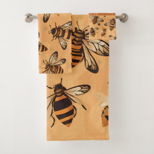 Africanized bee Mosaic Colorful Pattern Bath Towel Set