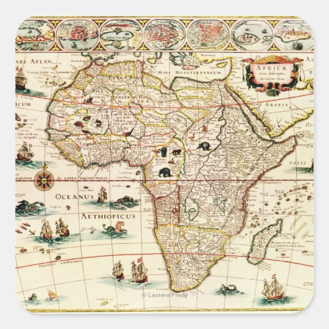 AfricaPanoramic MapAfrica 2 Square Sticker (Front)