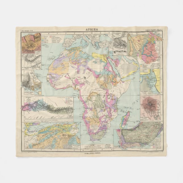 Afrika - Atlas Map of Africa Fleece Blanket (Front (Horizontal))