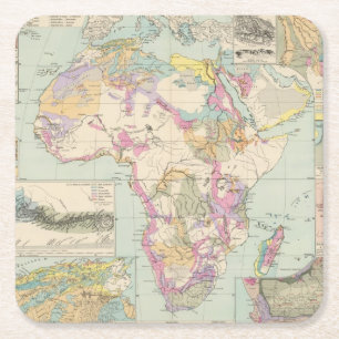 Afrika - Atlas Map of Africa Square Paper Coaster