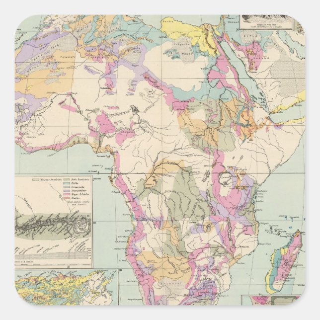 Afrika - Atlas Map of Africa Square Sticker (Front)