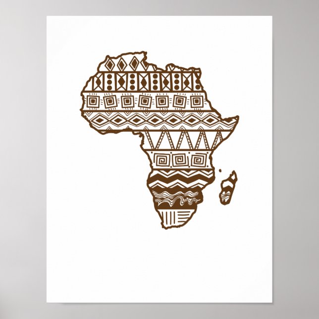 Afrika Umriss Karte Muster Kontinent Karte Poster (Front)