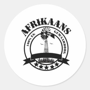 Afrikaans 100% Eg Classic Round Sticker