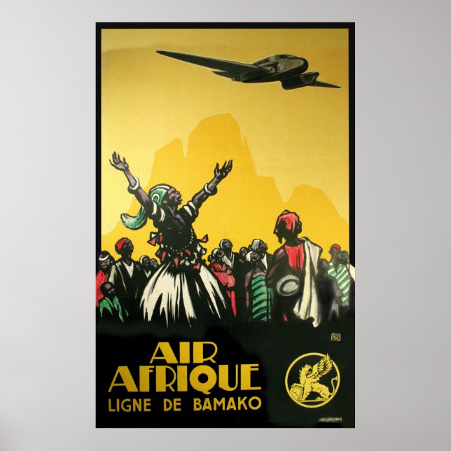 Afrique Airlines Vintage Travel Art poster (Front)