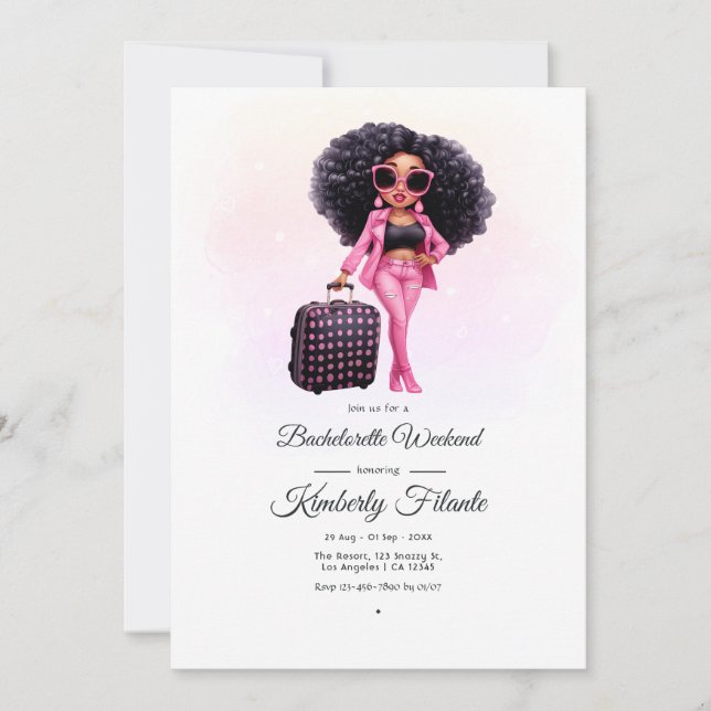 Afro African American Bachelorette Weekend Invitation (Front)