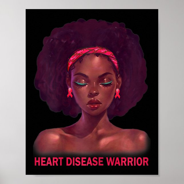 Afro African American Black Woman Heart Disease Wa Poster (Front)