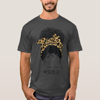 Afro African American Mothers Day Leopard Black Mo T-Shirt