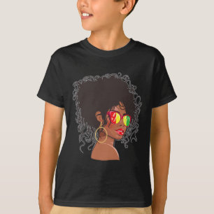 Afro African American Women Black Melanin Queen Ju T-Shirt