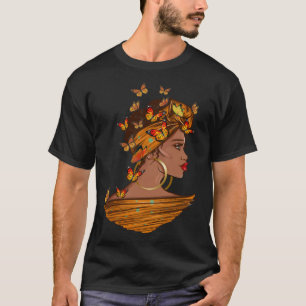Afro African Woman Butterflies Black Queen History T-Shirt
