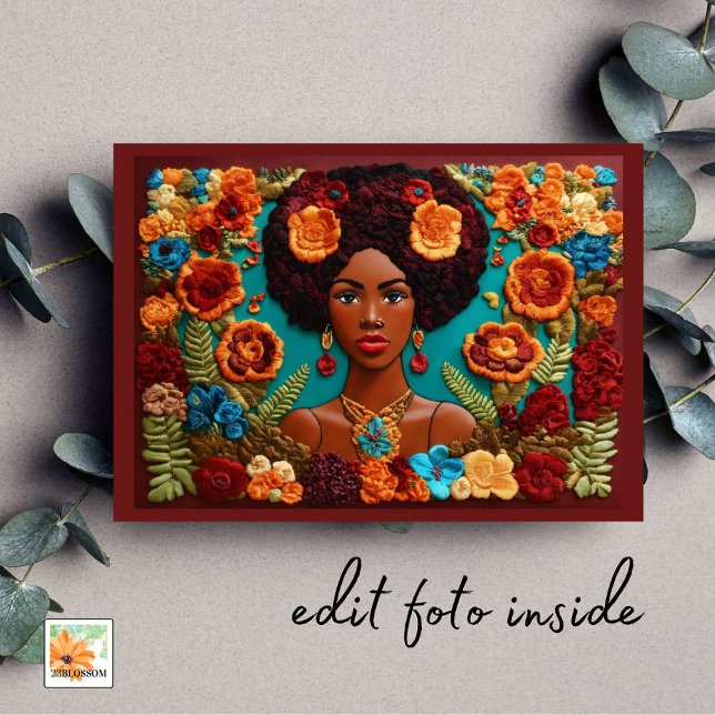 afro afrocentric embroidery mother's day with foto card (Creator Uploaded)